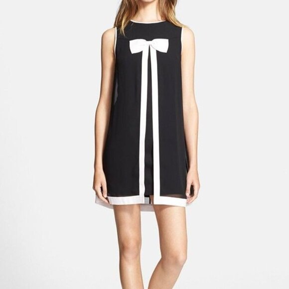 Ted Baker London Dresses & Skirts - Ted Baker Josa Mini Swing Dress Black/Pale Pink Bow Detail Sleeveless Coquette 6